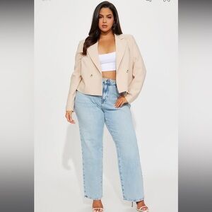 Fashion Nova Tan Blazer Elegant Suit Jacket